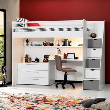 Almila Neo Complete Kinderkamer Set Hoogslaper met Bureau en, Nieuw