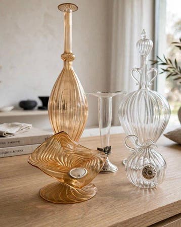 Pot (5) - Muranoglas, .800 zilver, .925 zilver -