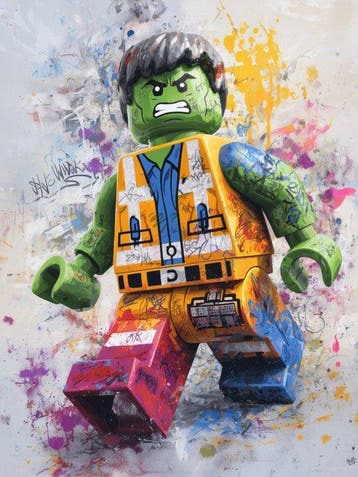 Canvas Fit - Alberto Ricardo - Hulk Lego – La Fuerza Verde, Nieuw