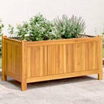 vidaXL Plantenbak met voering 80x42x40 cm massief acaciahout, Tuin en Terras, Bloembakken en Plantenbakken, Verzenden, Nieuw, Hout