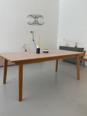 Slice eettafel Normann Copenhagen 200x90 eiken/ Linoleum, 50 tot 100 cm, Zo goed als nieuw, Overige materialen, 150 tot 200 cm