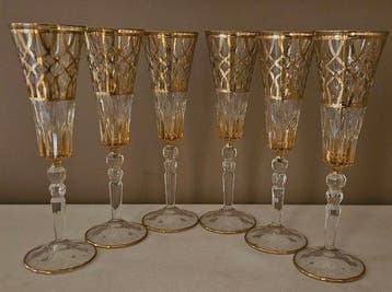 ISMIE LUX - Drinkservies (6) - nieuwe luxe amber-fluit,, Antiek en Kunst