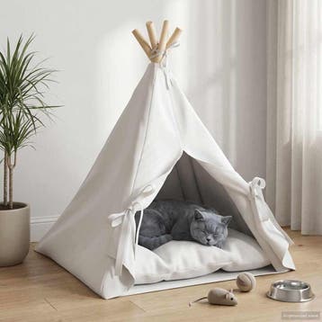 vidaXL Dieren teepee met kussen Wit 50 x 50 x 60 cm, Verzenden, Nieuw
