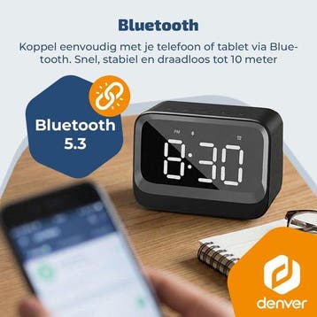 2dekans | Denver Digitale Wekker - Bluetooth speaker - Dual, Ophalen of Verzenden, Zo goed als nieuw