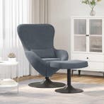vidaXL Egg Chair met Voetsteun Donkergrijs Fluweel, Huis en Inrichting, Fauteuils, Verzenden, Nieuw