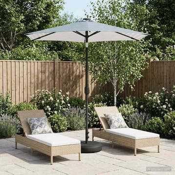 vidaXL Tuinparasol met LED-lampen en voet 230 x 230 cm, Verzenden, Nieuw, 2 tot 3 meter
