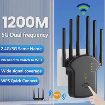 Krachtige WiFi Repeater 1200Mbps met 6 Antennes - Versterk j, Verzenden, Nieuw