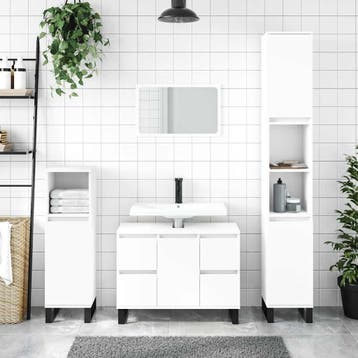 vidaXL Badkamerkast 80x33x60 cm bewerkt hout wit, Verzenden, Nieuw