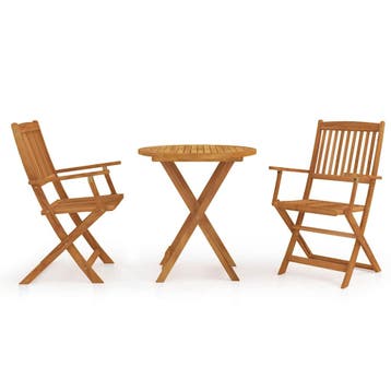 vidaXL 3-delige Tuinset inklapbaar massief acaciahout, Tuin en Terras, Verzenden, Nieuw, Hardhout, Tuinset