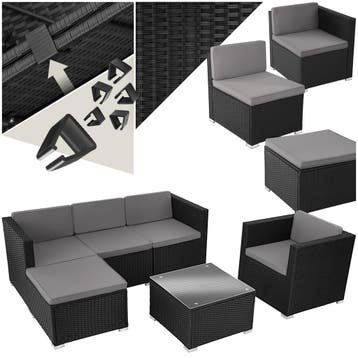 Wicker lounge Lignano met fauteuil - zwart, Verzenden, Nieuw