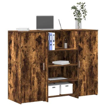 vidaXL Receptiebalie 135x50x103,5 cm bewerkt hout gerookt, Verzenden, Nieuw