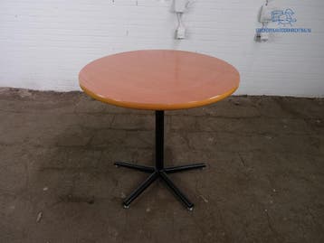 Ronde vergadertafel Ø100 kersen blad zwarte poot tweedehands, Verzenden, Gebruikt