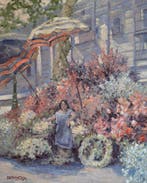 Chris van Dijk (1952) Impressionist -  La fleuriste, Antiek en Kunst, Kunst | Schilderijen | Klassiek