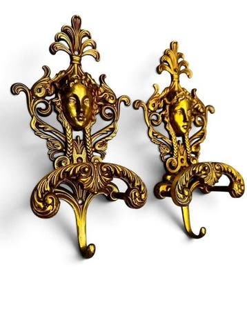 Set kapstokhaken - Verguld messing - Jugendstil
