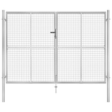 vidaXL Tuinpoort gegalvaniseerd staal 300x175 cm zilver, Verzenden, Nieuw