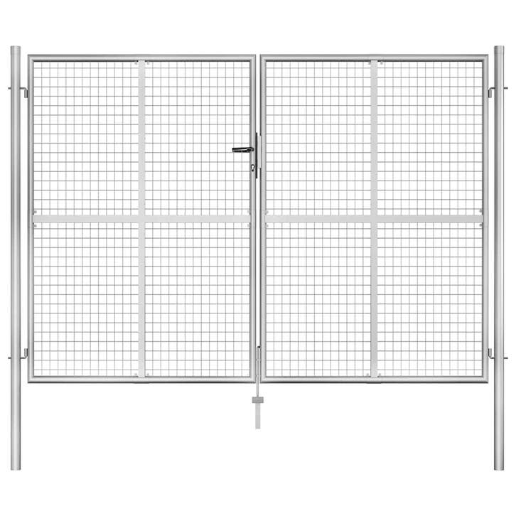 vidaXL Tuinpoort gegalvaniseerd staal 300x175 cm zilver, Tuin en Terras, Tuinpoorten, Nieuw, Verzenden