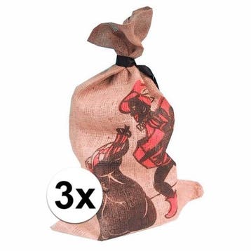 3x Sinterklaaszak van jute 50 x 80 cm - Pieten accessoires, Ophalen of Verzenden, Nieuw