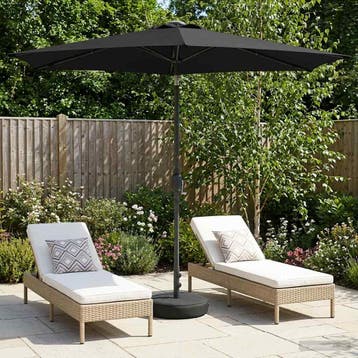 vidaXL Tuinparasol met LED-lampen en voet 270 x 270 cm, Verzenden, Nieuw, 2 tot 3 meter