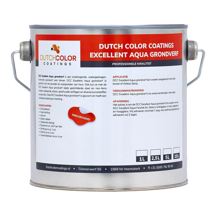 DCC Excellent Aqua Grondverf RAL 9005 | Gitzwart 2.5L, Doe-het-zelf en Verbouw, Verf, Beits en Lak, Verf, Zwart, Nieuw, Minder dan 5 liter