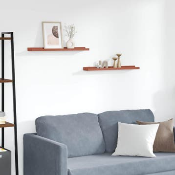 vidaXL Wandplank met plank 2 pcs Rood 60 x 9 x 3 cm Bewerkt, Huis en Inrichting, Woonaccessoires | Wandplanken en Boekenplanken