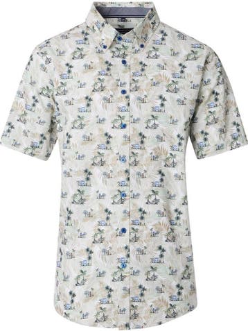 Casa Moda Casual Overhemd Korte Mouw Met Zomers Motief, Verzenden, Nieuw, Groen