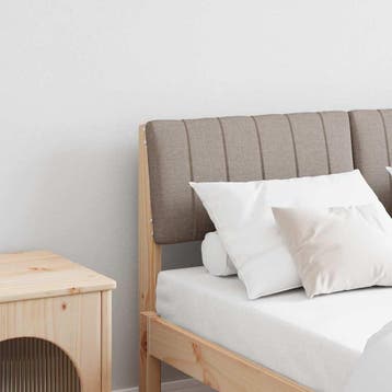vidaXL Gestoffeerd hoofdbord Taupe 120 cm Massief grenenhout, Verzenden, Nieuw, Bruin, Hout