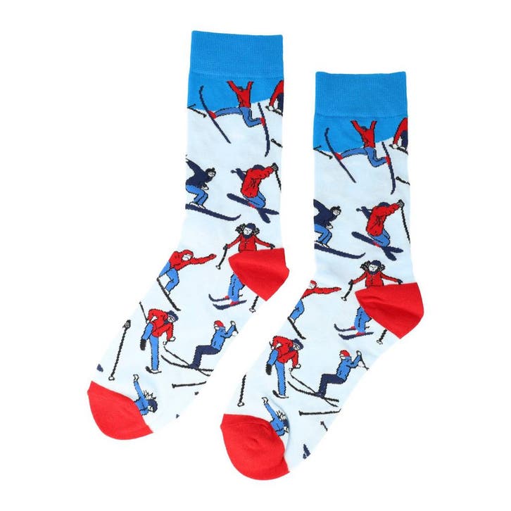 Sokken - Wintersport Skieen Print - Blauw Rood - Katoen -, Kleding | Dames, Sokken en Kousen