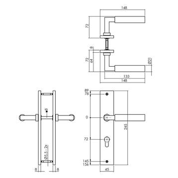 Intersteel Deurkruk Bau-Stil op schild profielcilinder 72mm, Verzenden, Nieuw