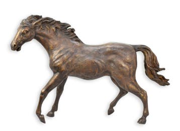 BRONZEN BEELD VAN EEN RENNEND PAARD (Beeldjes - Decoratie), Verzenden, Nieuw