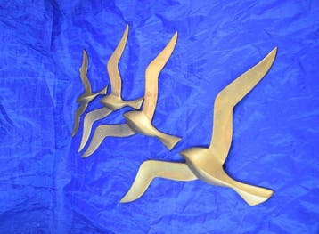 Wanddecoratie (4) - Brass Fying Seegull - wanddecoratie, Antiek en Kunst