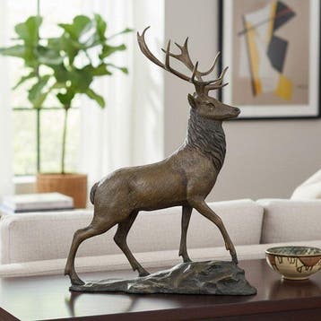 sculptuur, Majestic Stag - Deer - 35 cm - Brons