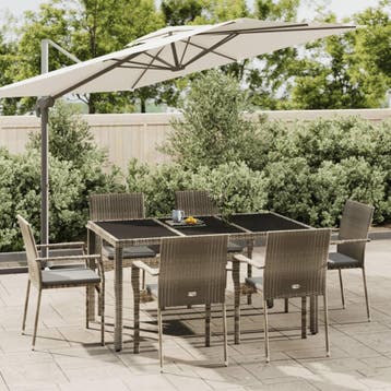 vidaXL 7-delige Tuinset met kussens poly rattan grijs, Verzenden, Nieuw, 6 zitplaatsen, Tuinset