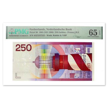 250 Gulden Vuurtoren 1985 PMG 65, Verzenden