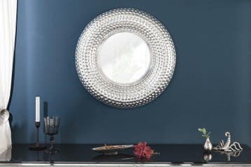 Handgemaakte wandspiegel ORIENT 60cm zilver in gehamerd, Huis en Inrichting, Ophalen of Verzenden, Nieuw