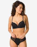 HEMA Damesstring micro met kant zwart 3+1 gratis, Kleding | Dames, Verzenden, Zwart