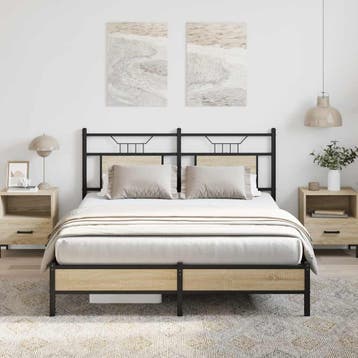 vidaXL Bedframe zonder matras hout sonoma eikenkleurig, Bruin, Verzenden, Hout, Nieuw