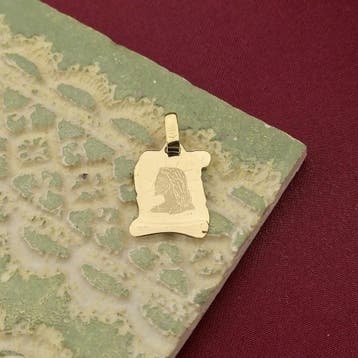 Gouden hanger van het gezicht van Jezus op perkament, Ophalen of Verzenden, Gebruikt, Goud, Overige merken