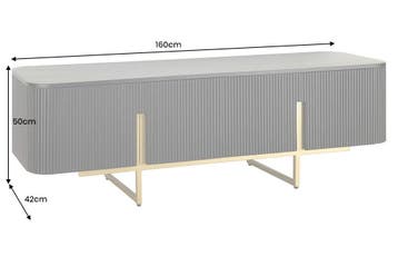 TV-bord GATSBY 160cm retrostijl mango zwart goud - 46433, Ophalen of Verzenden, Nieuw