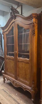 uitneembare antiek eiken kuifkast vitrinekast 236 cm hoog, Antiek en Kunst, Antiek | Meubels | Kasten, Ophalen of Verzenden
