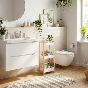 Badkamerrek Anun 75x28x20 cm naturel en wit [en.casa], Verzenden, Nieuw