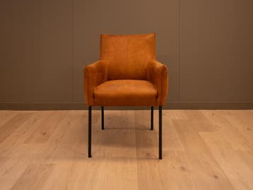 Stevige eetkamerstoel in cognac kleur met showroomkorting, Minder dan 50 cm, Verzenden, Minder dan 75 cm, Nieuw