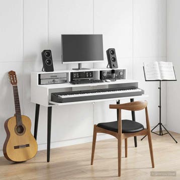 vidaXL studiobureau Wit 130 x 42,5 x 36 cm Bewerkt hout, Verzenden, Nieuw