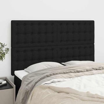 vidaXL Hoofdbord zwart 144x5x118/128 cm stof, Verzenden, Nieuw, Zwart, Stof