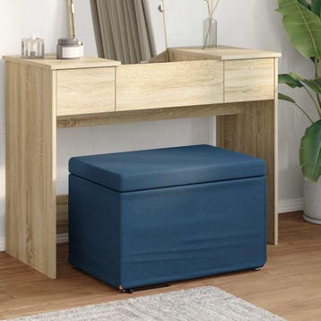 vidaXL Kruk Blauw 61 x 41 x 40 cm Stof en Geëngineerd Hout, Verzenden, Nieuw