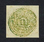 India 1877 - Jammu & Kashmir 4a saliegroen op laid papier -, Gestempeld