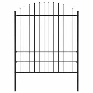 vidaXL Tuinhek Woerden met speerpunt staal 170x200 cm zwart, Verzenden, Nieuw, IJzer, 2 meter of meer
