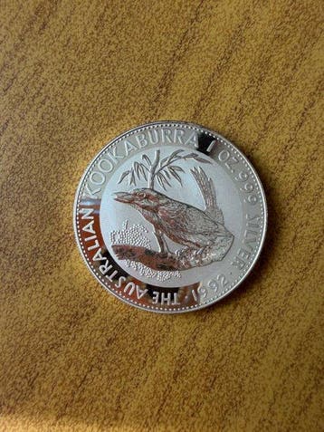 Australië. 1 Dollar 1992 Kookaburra, 1 Oz (.999) (Zonder