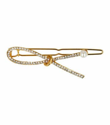 Haarspeld Haarclip 5cm - Strik - Strass Steentjes - Goud, Nieuw