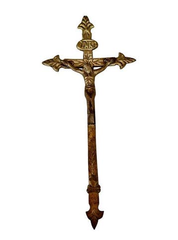 Oud kruisbeeld - 28 cm - Messing - 1940-1950