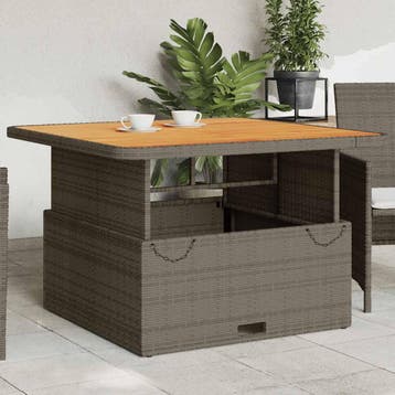 vidaXL Tuintafel 110x110x71 cm poly rattan en acaciahout, Tuin en Terras, Verzenden, Nieuw